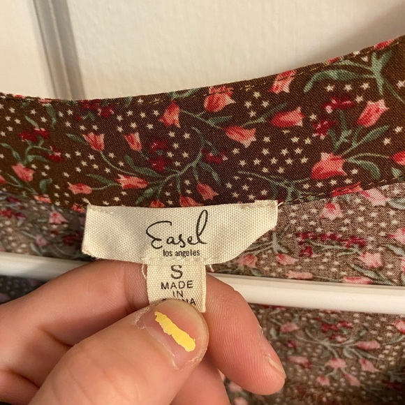 Brown floral print long sleeve dress - Picture 5 of 5